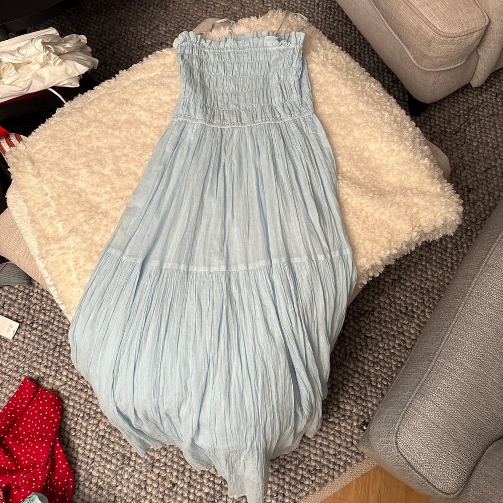 Joie Lesse Midi Cotton Dress in Blue - Picture 5 of 10